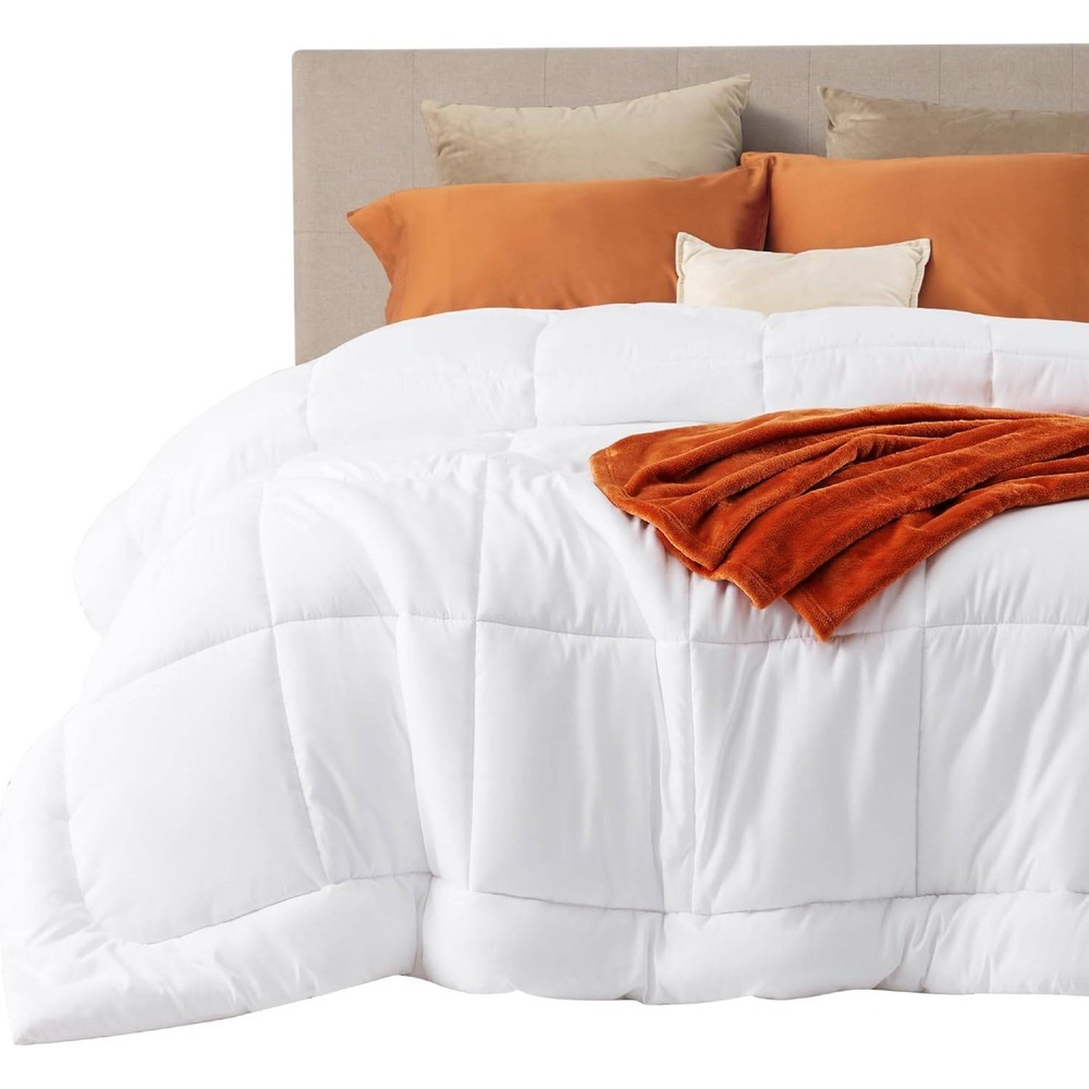 Bedsure White Ca King Comforter All Season Quilted Down Alternative 102x96
